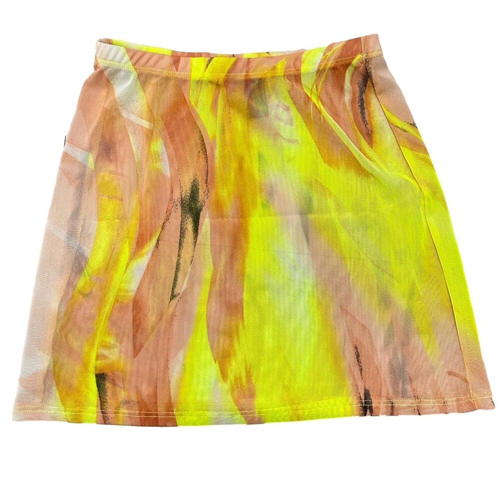 Yellow & Pink Sheer Mini Skirt, Small